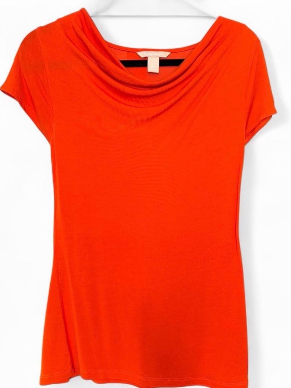 Banana Republic Bright Orange Cowl Neck Short Sleeve Top